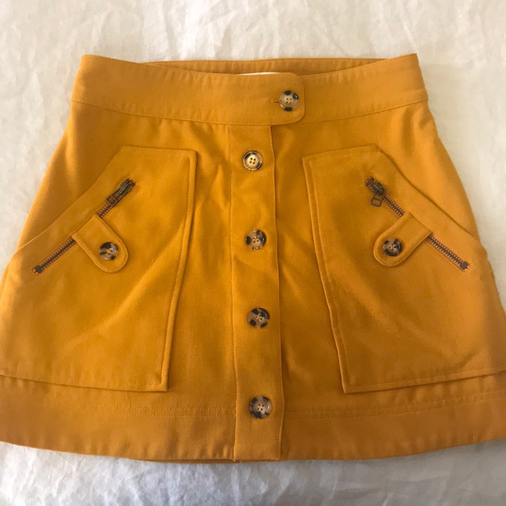 Veronica Beard Mustard Monroe Mini Skirt
